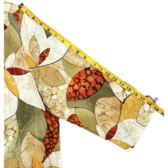 Alfred Dunner Women Shirt Top Sz 18 Button Front Tropical Tan Rust Gold Threads - Picture 13 of 15